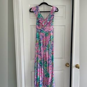 Lilly Pulitzer v neck ruffle maxi